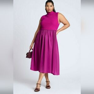 Eloquii Sleeveless Mockneck Twofer Midi Dress Size 22|24